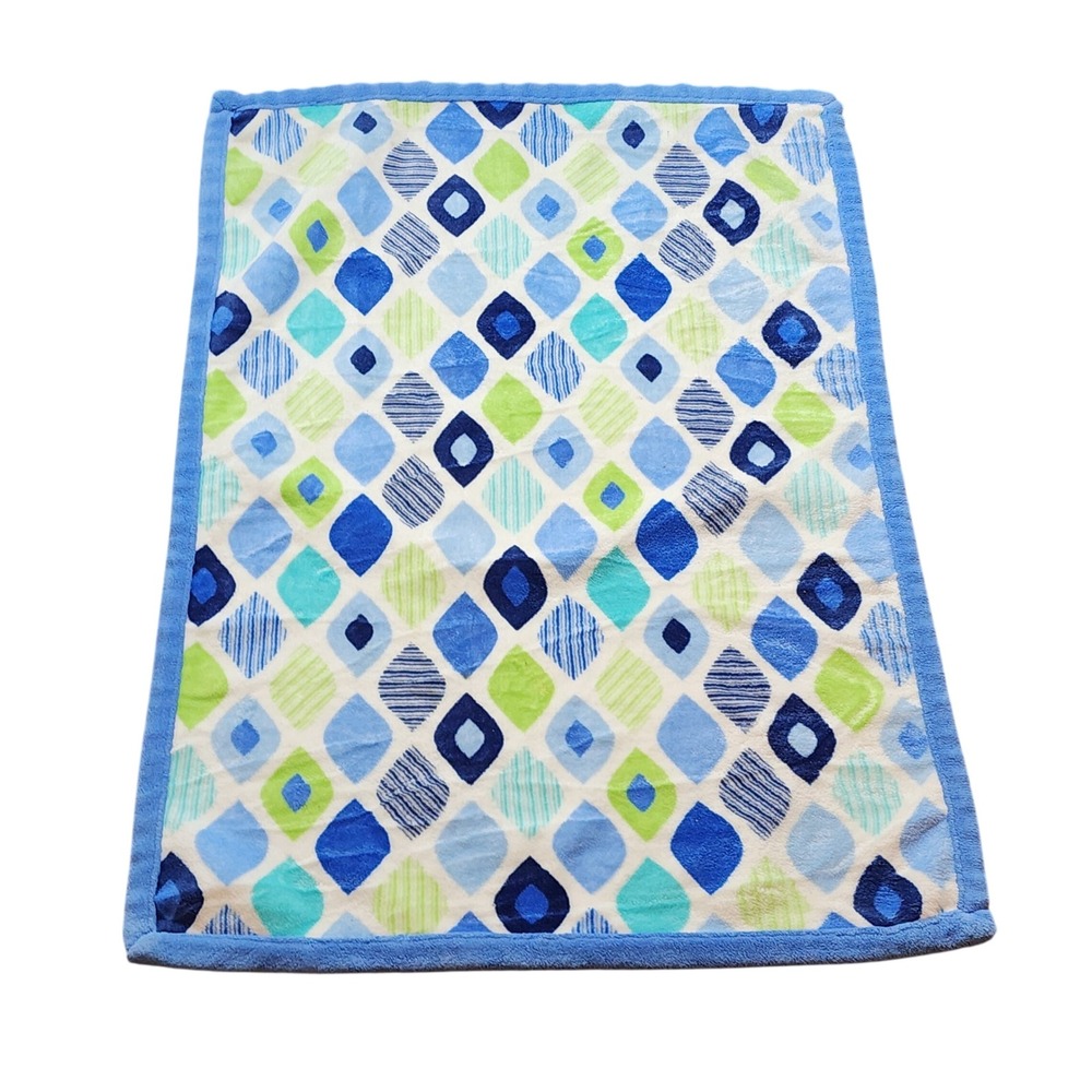Baby Boom Blue Green White Diamond Geometric Soft Plush Baby Blanket Toddler